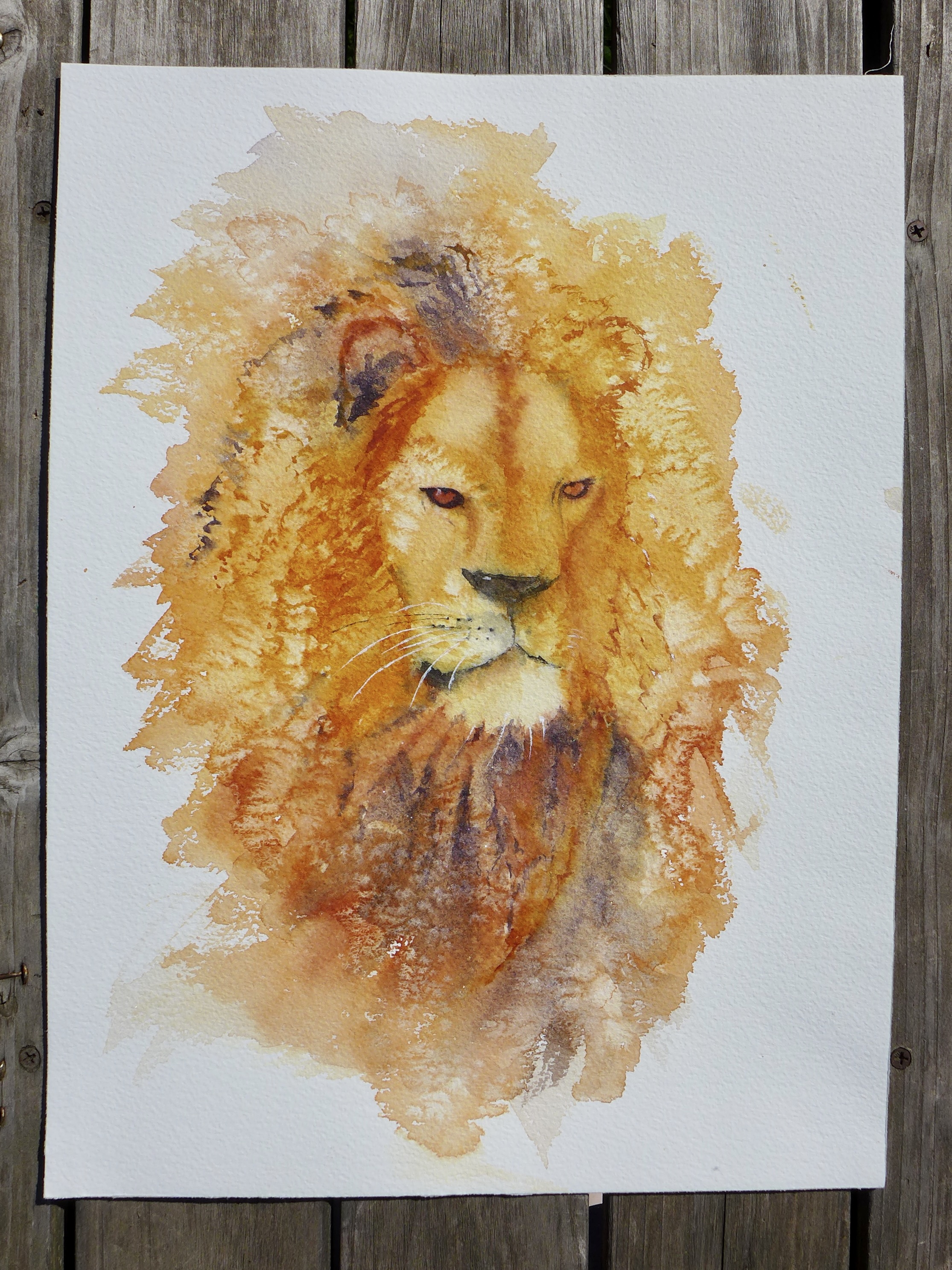 Watercolour and salt on cotton paper, inspired by Jean Haines